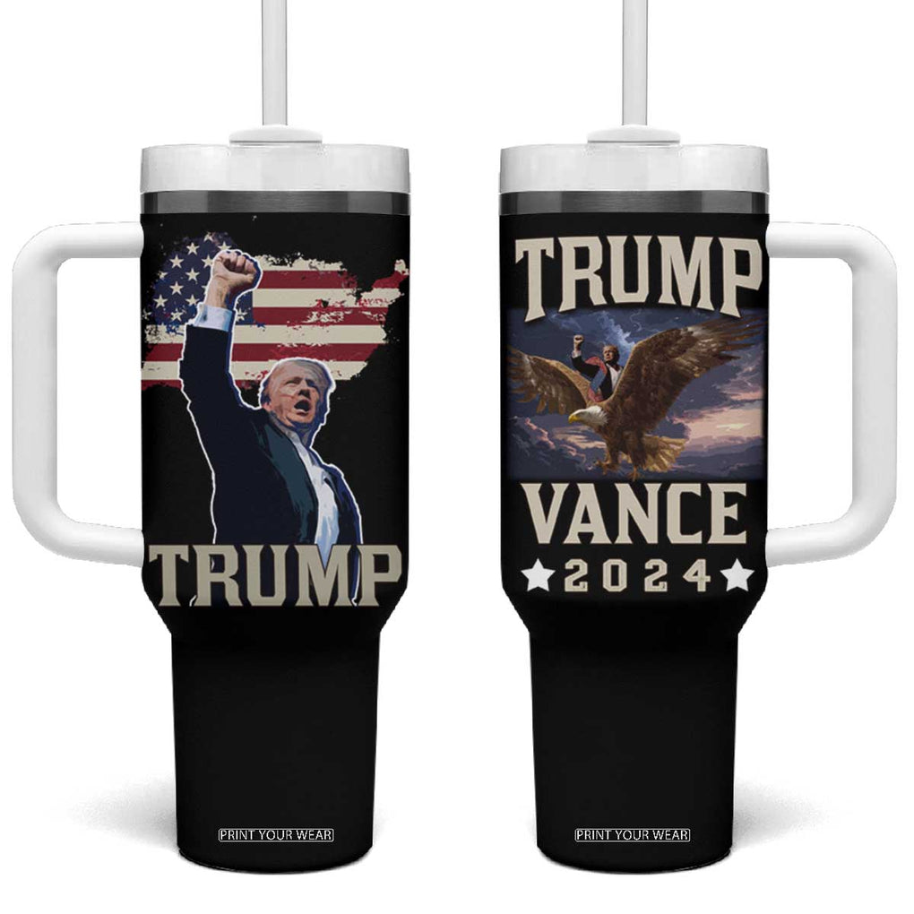 Trump Vance 2024 Tumbler With Handle For President VP USA Election Patriotic US Flag Eagle TB10 One Size: 40 oz Black Print Your Wear