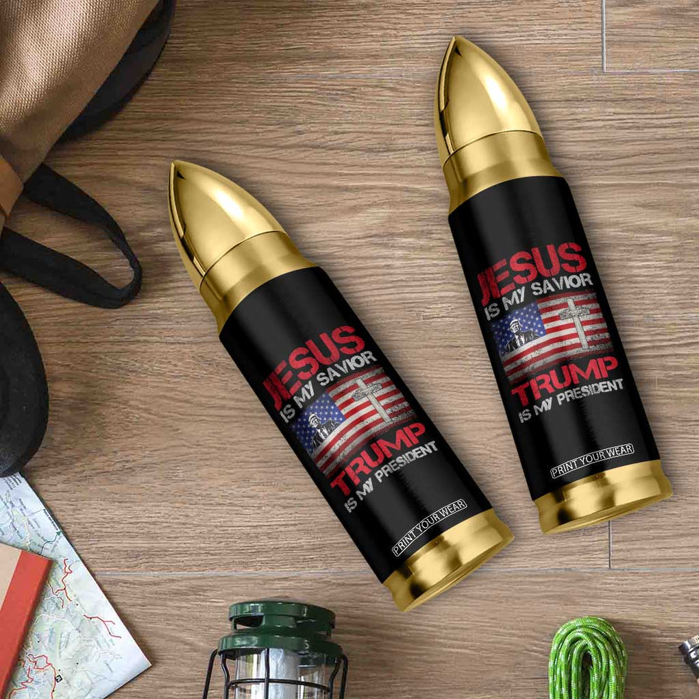 Jesus Is My Savior Trump Is My President Bullet Tumbler American Flag Christian TB10 Print Your Wear