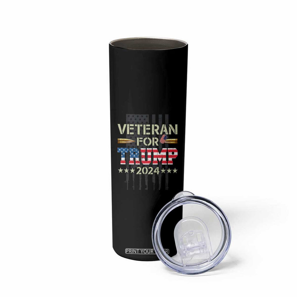 Dad Grandpa Veteran For Trump 2024 Skinny Tumbler 4th Of July American USA Flag TB10 Print Your Wear