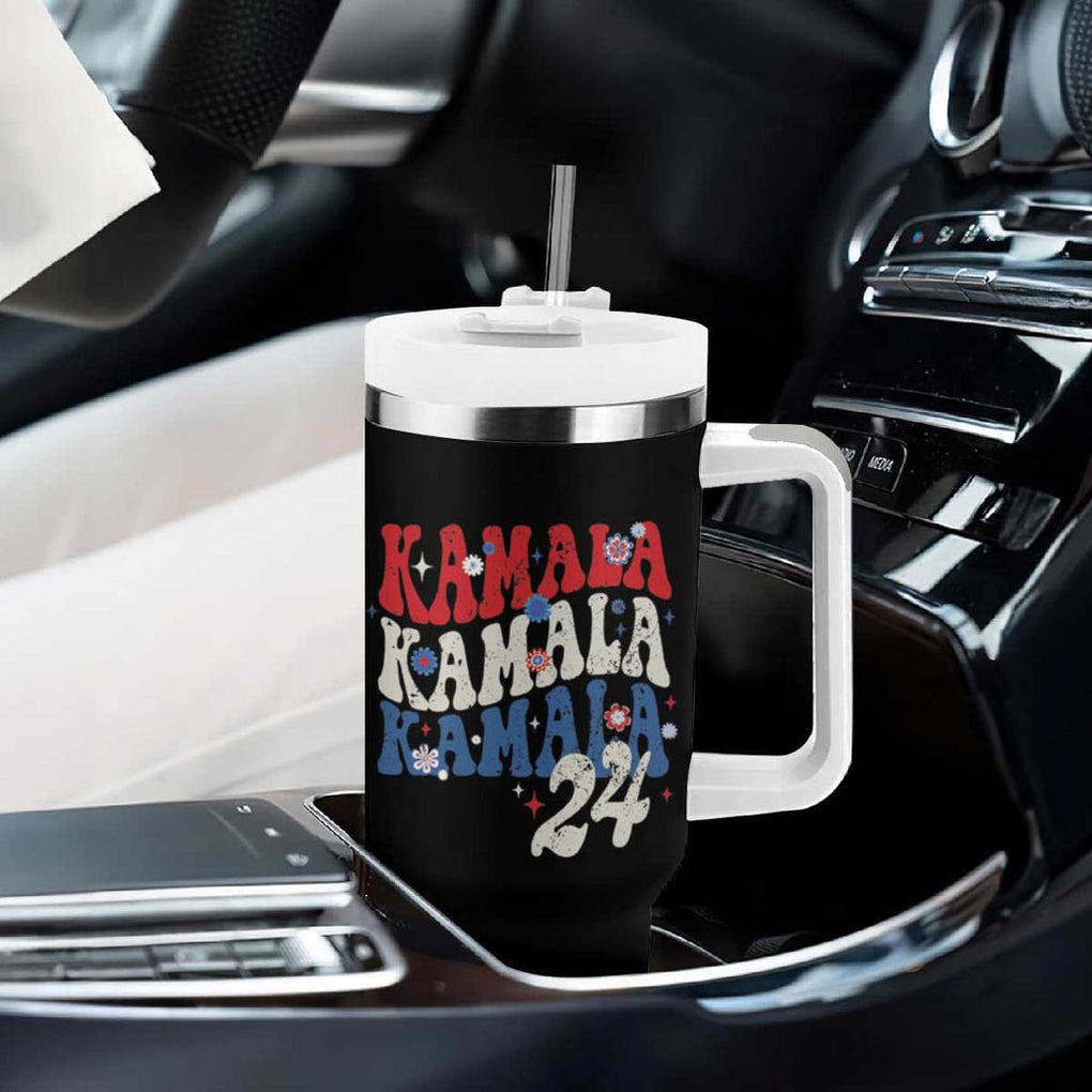 Harris 2024 Tumbler With Handle Kamala Retro Groovy Flower TB10 Print Your Wear