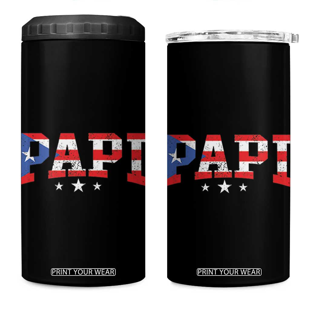 Puerto Rican Papi 4 in 1 Can Cooler Tumbler Dad Puerto Rico Pride Boricua Father's Day TB10 One Size: 16 oz Black Print Your Wear