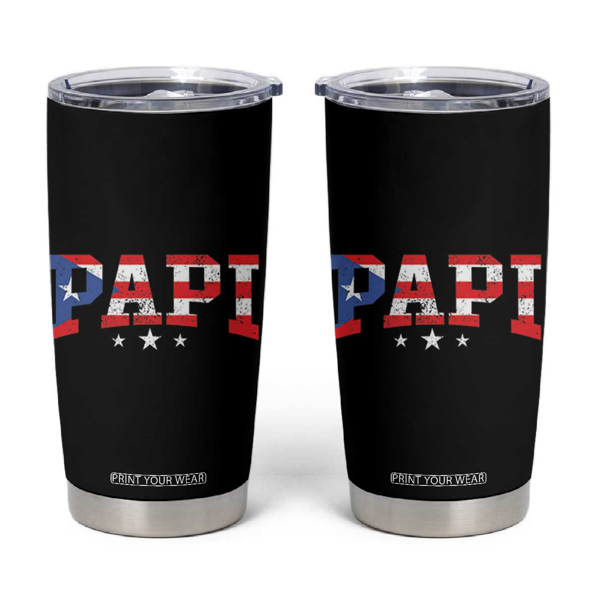 Puerto Rican Papi Tumbler Cup Dad Puerto Rico Pride Boricua Father's Day TB10 Black Print Your Wear