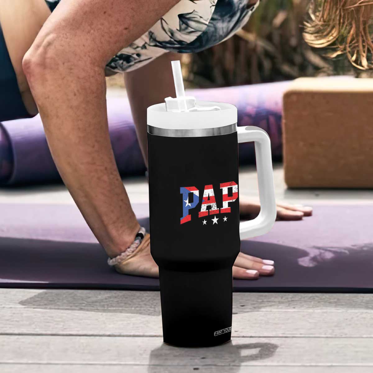 Puerto Rican Papi Tumbler With Handle Dad Puerto Rico Pride Boricua Father's Day TB10 Print Your Wear
