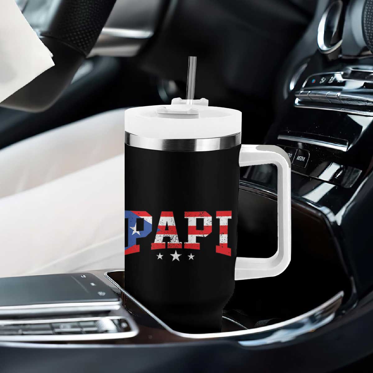 Puerto Rican Papi Tumbler With Handle Dad Puerto Rico Pride Boricua Father's Day TB10 Print Your Wear