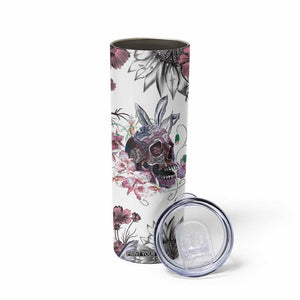 Personalized Floral Skull Skinny Tumbler Custom Name Botanical Gothic Aesthetic Vibe TB10 Print Your Wear