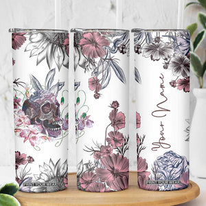 Personalized Floral Skull Skinny Tumbler Custom Name Botanical Gothic Aesthetic Vibe TB10 Print Your Wear