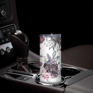 Personalized Floral Skull Skinny Tumbler Custom Name Botanical Gothic Aesthetic Vibe TB10 Print Your Wear