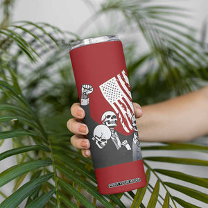 2024 Unstoppable Trump Skeleton Halloween Skinny Tumbler Survived Assassination Attempt Survivor You Missed Trump Fight Fist Pump American Flag TB10 Print Your Wear