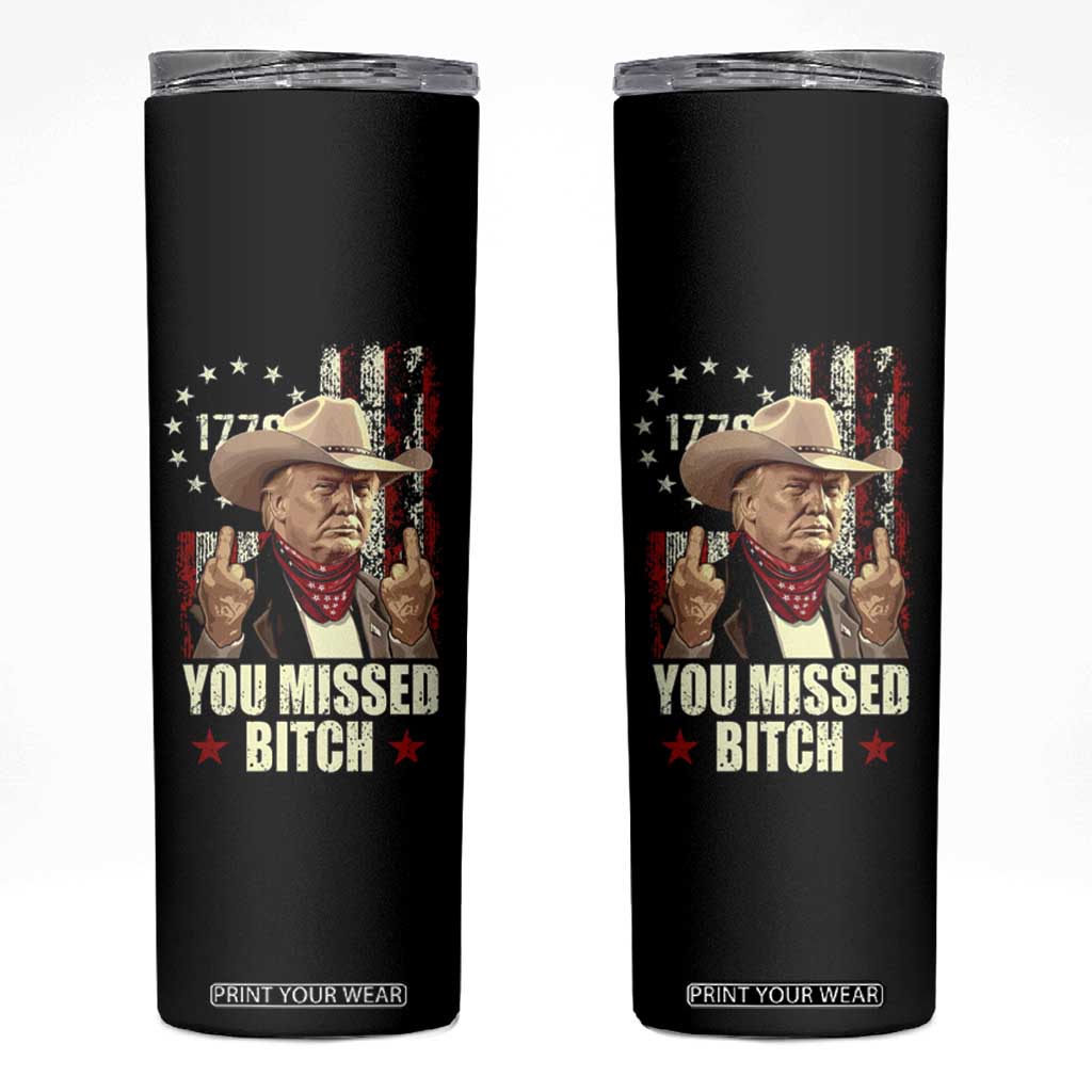 Funny Trump Skinny Tumbler You Missed Bitch Middle Fingers Trump 2024 TB10 Black Print Your Wear