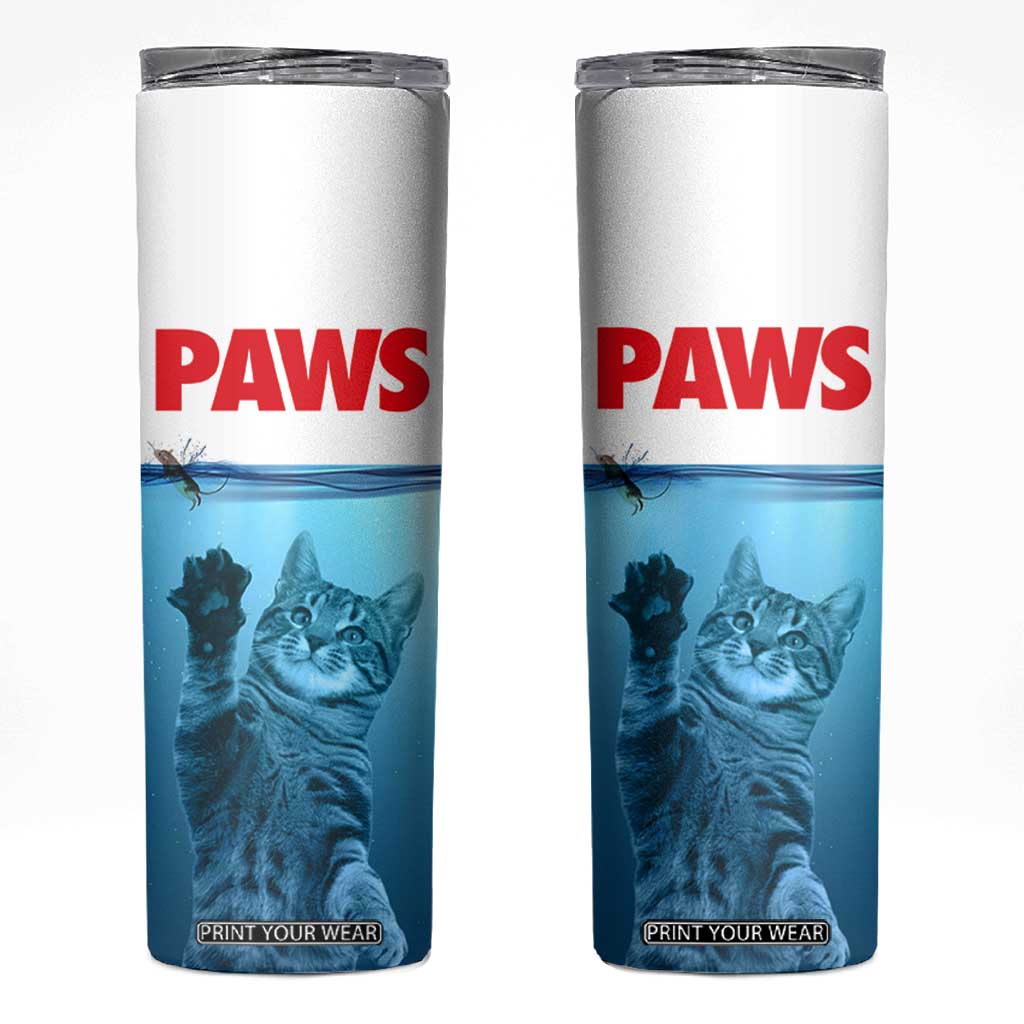 Paws Parody Skinny Tumbler Cat Mouse Humorous Cat Chasing Mouse Kitten TB10 Blue Print Your Wear