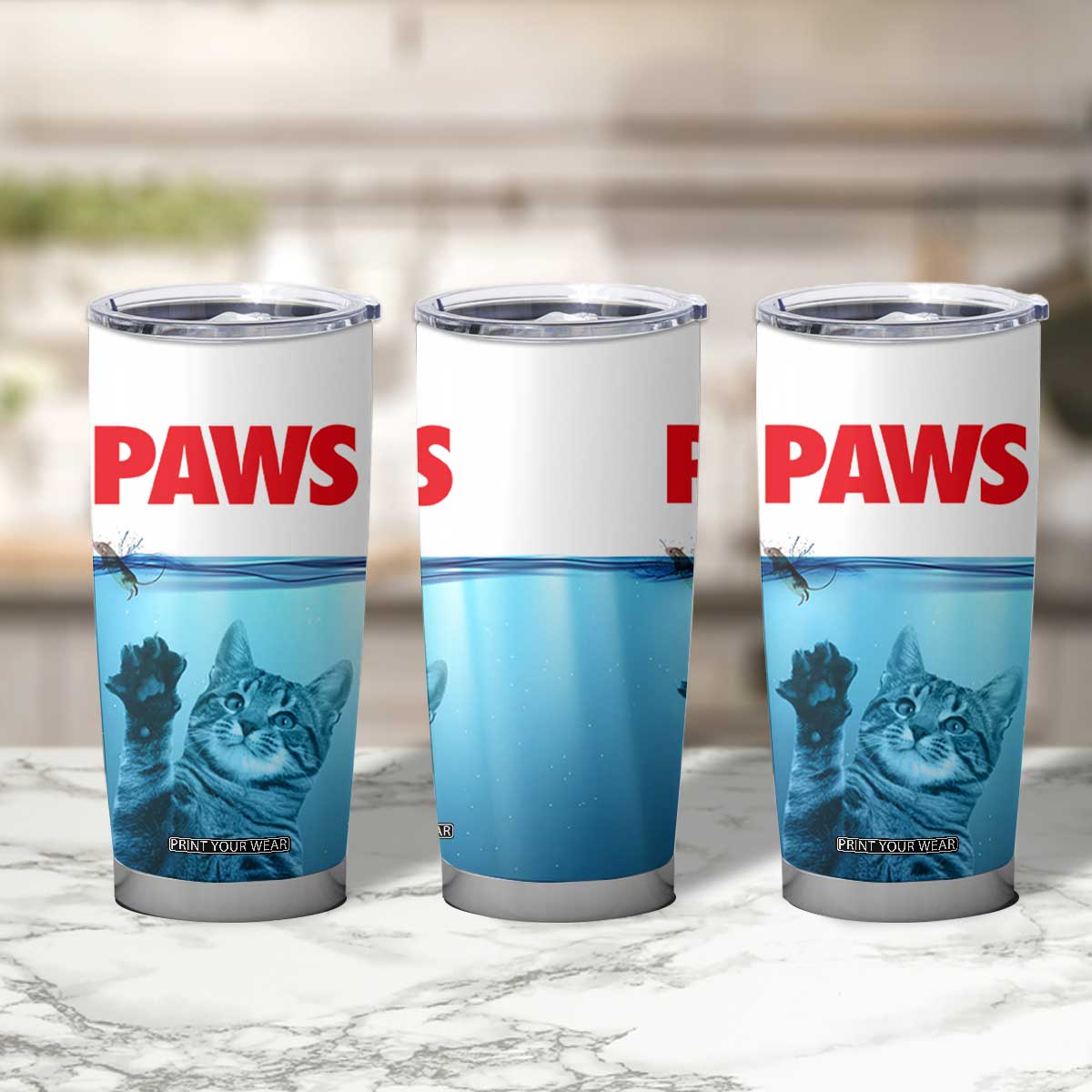 Paws Parody Tumbler Cup Cat Mouse Humorous Cat Chasing Mouse Kitten TB10 Print Your Wear