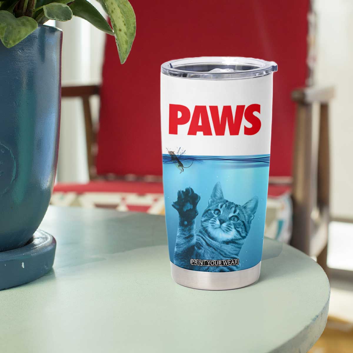 Paws Parody Tumbler Cup Cat Mouse Humorous Cat Chasing Mouse Kitten TB10 Print Your Wear