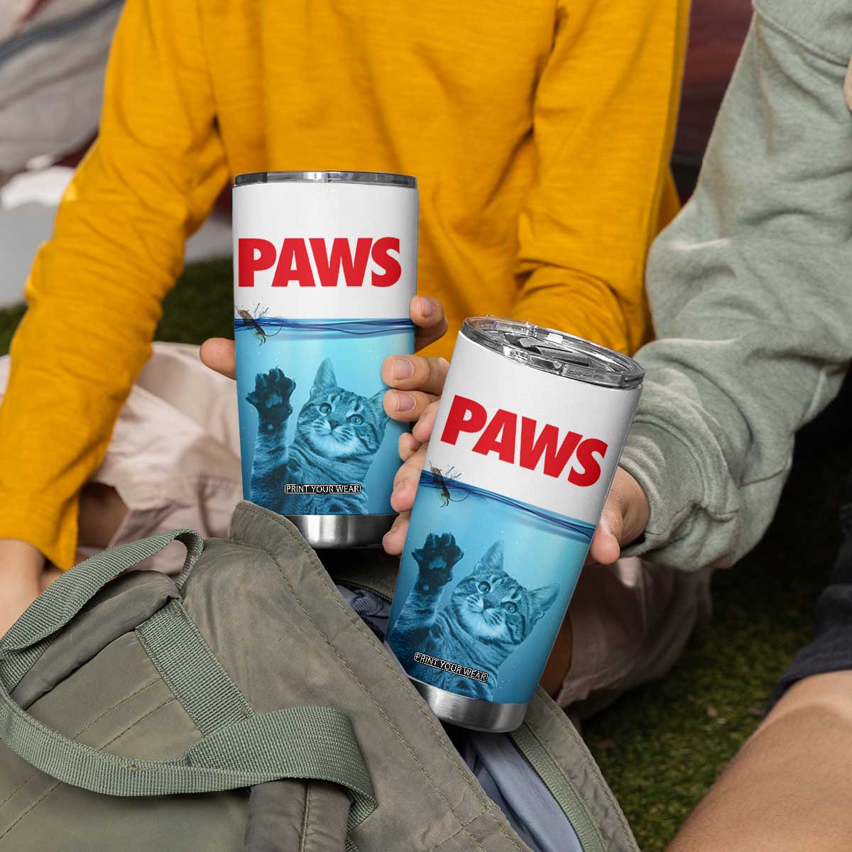 Paws Parody Tumbler Cup Cat Mouse Humorous Cat Chasing Mouse Kitten TB10 Print Your Wear