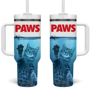 Paws Parody Tumbler With Handle Cat Mouse Humorous Cat Chasing Mouse Kitten TB10 One Size: 40 oz Blue Print Your Wear
