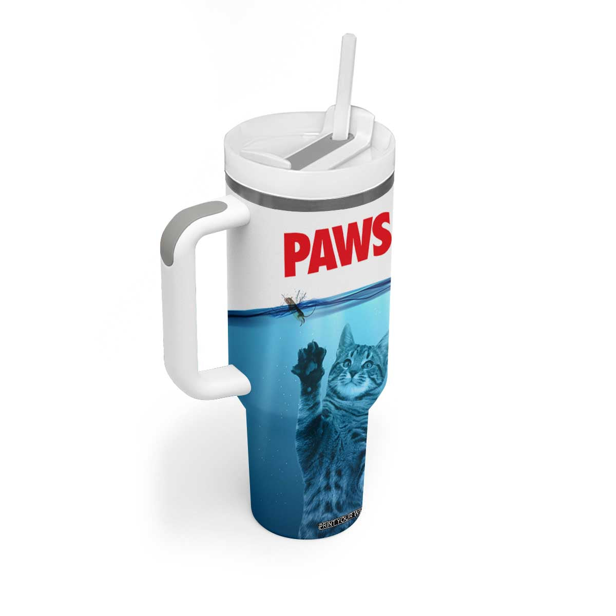 Paws Parody Tumbler With Handle Cat Mouse Humorous Cat Chasing Mouse Kitten TB10 Print Your Wear