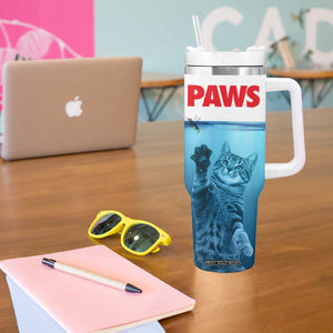 Paws Parody Tumbler With Handle Cat Mouse Humorous Cat Chasing Mouse Kitten TB10 Print Your Wear