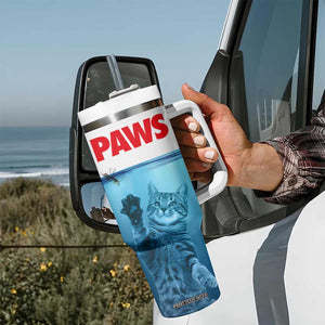 Paws Parody Tumbler With Handle Cat Mouse Humorous Cat Chasing Mouse Kitten TB10 Print Your Wear