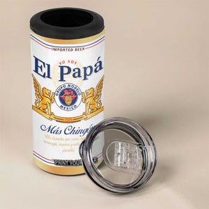 Fathers day Dia del Padre 4 in 1 Can Cooler Tumbler El Papa Mas Chingon Mexican Dad Husband Beer TB10 Print Your Wear