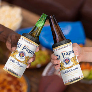 Fathers day Dia del Padre 4 in 1 Can Cooler Tumbler El Papa Mas Chingon Mexican Dad Husband Beer TB10 Print Your Wear