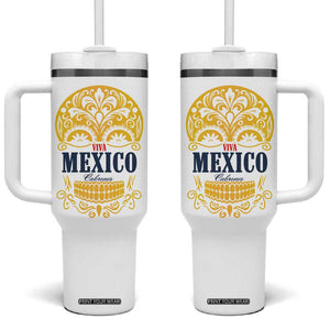 Viva Mexico Cabrones Sugar Skull Tumbler With Handle Independence Day Mexico Mexican Beer TB10 One Size: 40 oz White Print Your Wear