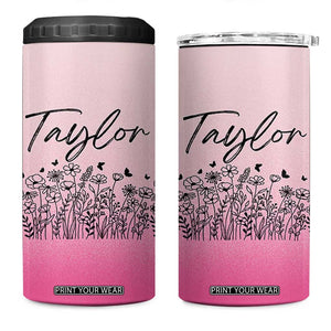 Personalized Wildflower 4 in 1 Can Cooler Tumbler Custom Name Gift For Women TB10 One Size: 16 oz Pink Print Your Wear