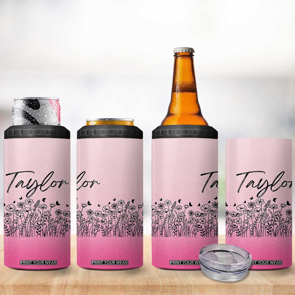 Personalized Wildflower 4 in 1 Can Cooler Tumbler Custom Name Gift For Women TB10 Print Your Wear