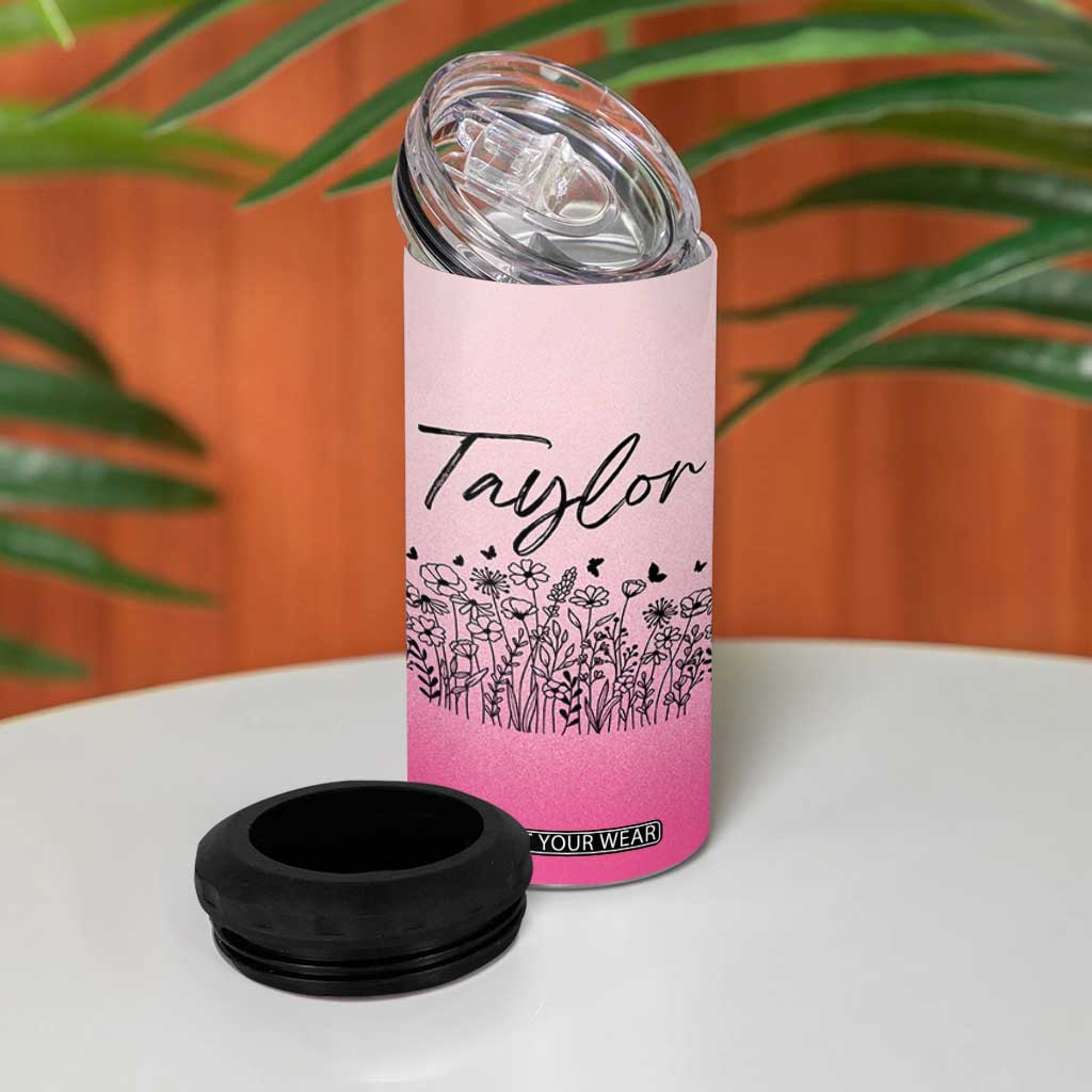 Personalized Wildflower 4 in 1 Can Cooler Tumbler Custom Name Gift For Women TB10 Print Your Wear