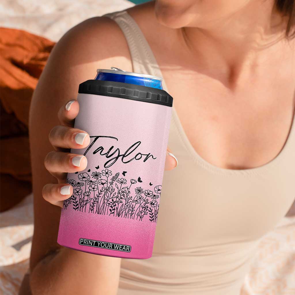 Personalized Wildflower 4 in 1 Can Cooler Tumbler Custom Name Gift For Women TB10 Print Your Wear