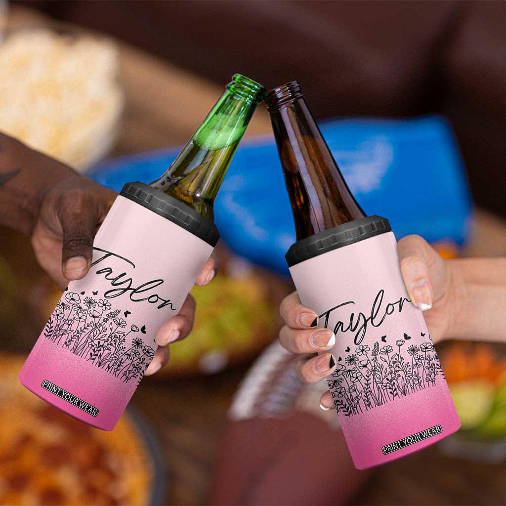 Personalized Wildflower 4 in 1 Can Cooler Tumbler Custom Name Gift For Women TB10 Print Your Wear