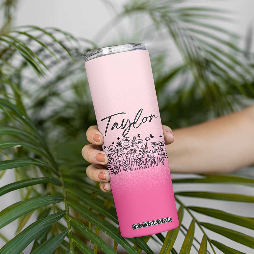 Personalized Wildflower Skinny Tumbler Custom Name Gift For Women TB10 Print Your Wear