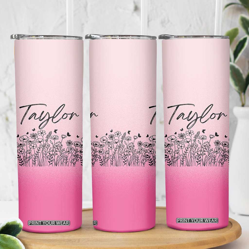 Personalized Wildflower Skinny Tumbler Custom Name Gift For Women TB10 Print Your Wear