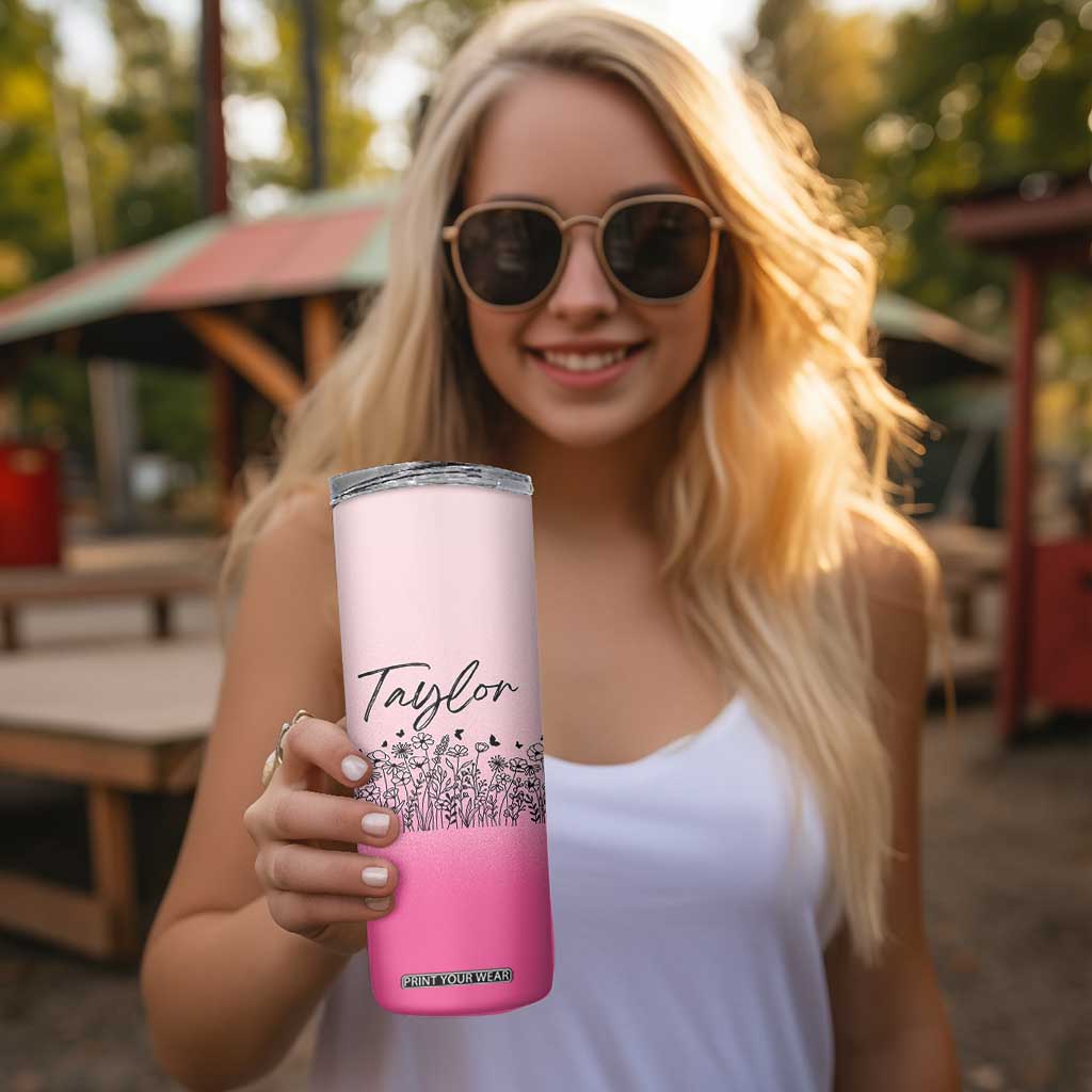 Personalized Wildflower Skinny Tumbler Custom Name Gift For Women TB10 Print Your Wear