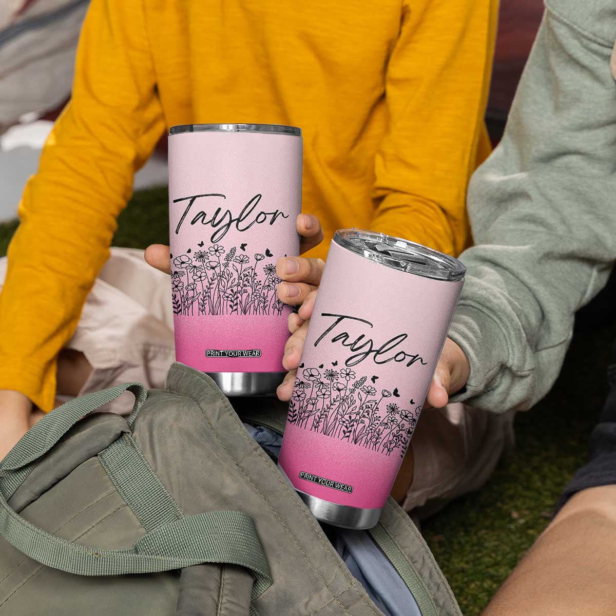 Personalized Wildflower Tumbler Cup Custom Name Gift For Women TB10 Print Your Wear