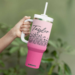 Personalized Wildflower Tumbler With Handle Custom Name Gift For Women TB10 Print Your Wear