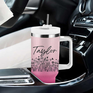 Personalized Wildflower Tumbler With Handle Custom Name Gift For Women TB10 Print Your Wear