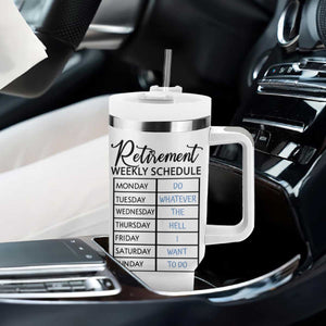 Funny Retirement Gifts Tumbler With Handle Retirement Weekly Schedule TB10 Print Your Wear
