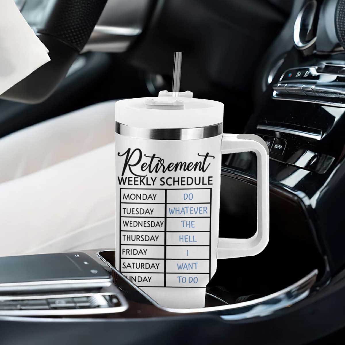 Funny Retirement Gifts Tumbler With Handle Retirement Weekly Schedule TB10 Print Your Wear