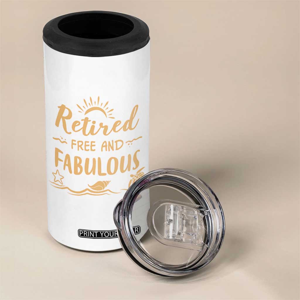 Retirement Gift for Woman 2026 4 in 1 Can Cooler Tumbler Goodbye Gifts Retired Free And Fabulous TB10 Print Your Wear