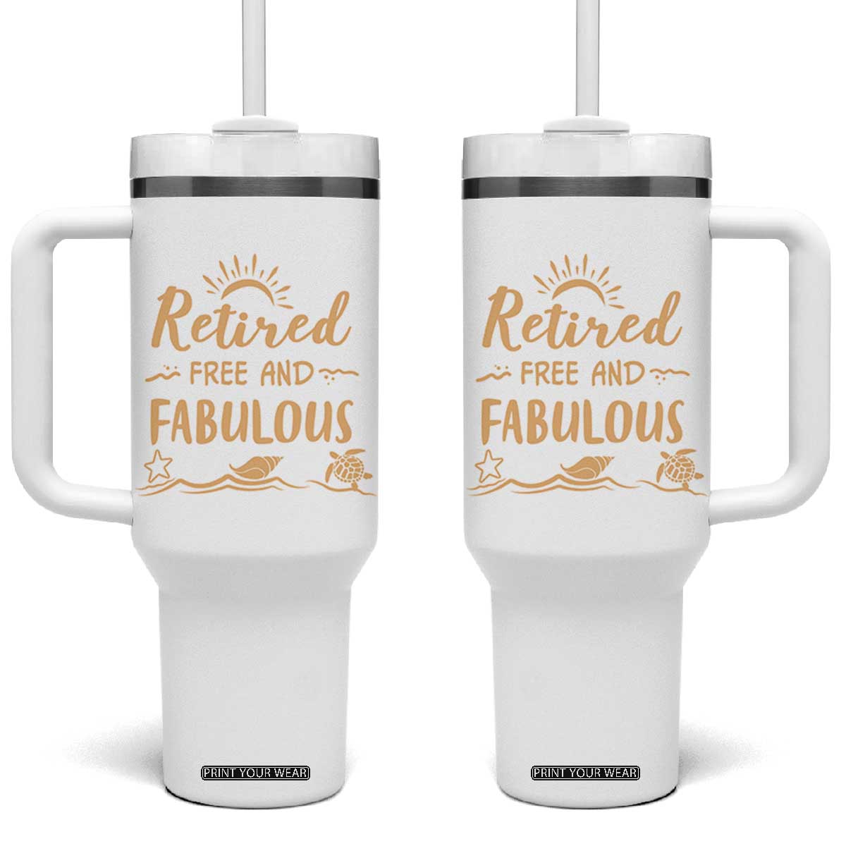 Retirement Gift for Woman 2026 Tumbler With Handle Goodbye Gifts Retired Free And Fabulous TB10 One Size: 40 oz White Print Your Wear