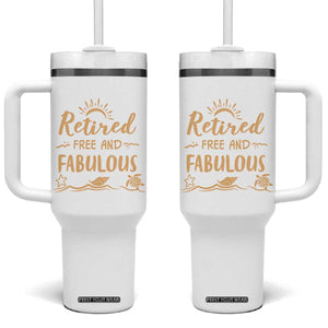 Retirement Gift for Woman 2026 Tumbler With Handle Goodbye Gifts Retired Free And Fabulous TB10 One Size: 40 oz White Print Your Wear