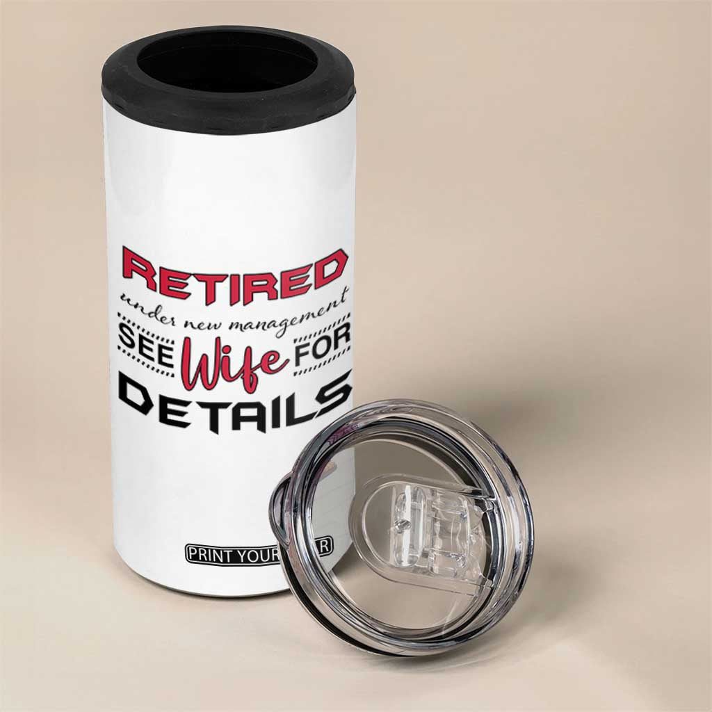 Retirement Gifts For Men 2026 4 in 1 Can Cooler Tumbler Husband Boyfriend Father Retired Under New Management TB10 Print Your Wear