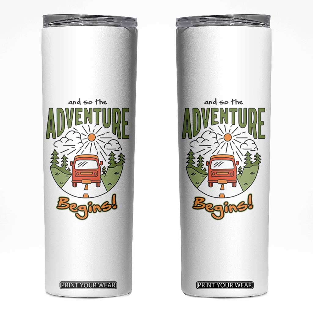 Goodbye Gifts Skinny Tumbler And So The Adventure Begins Coworker Leaving Farewell Gift TB10 White Print Your Wear
