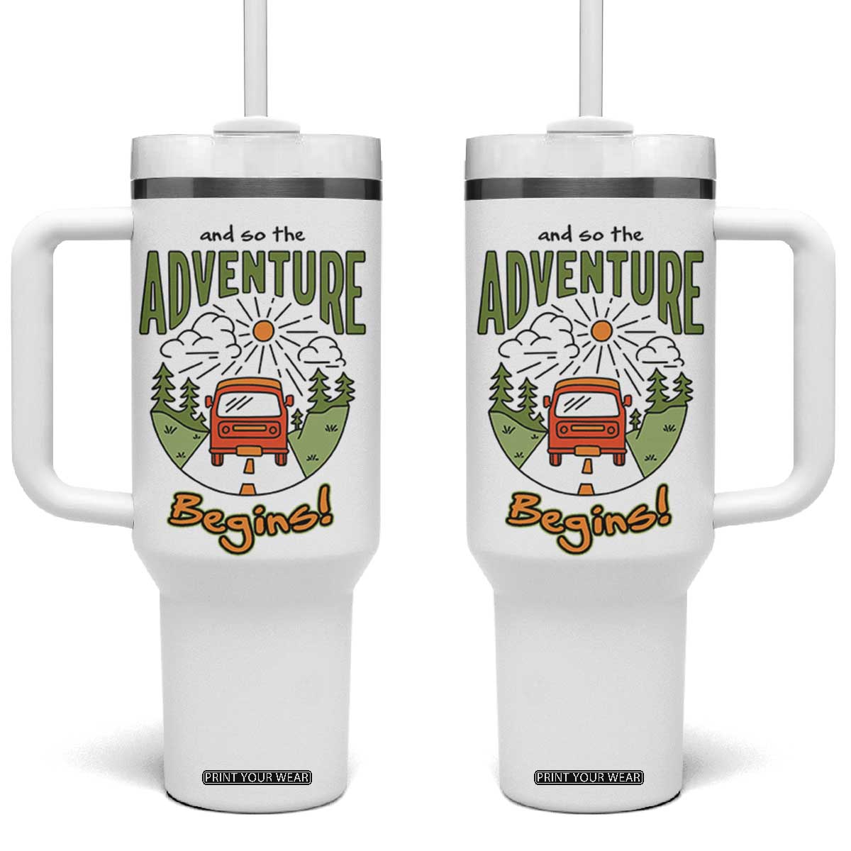 Goodbye Gifts Tumbler With Handle And So The Adventure Begins Coworker Leaving Farewell Gift TB10 One Size: 40 oz White Print Your Wear