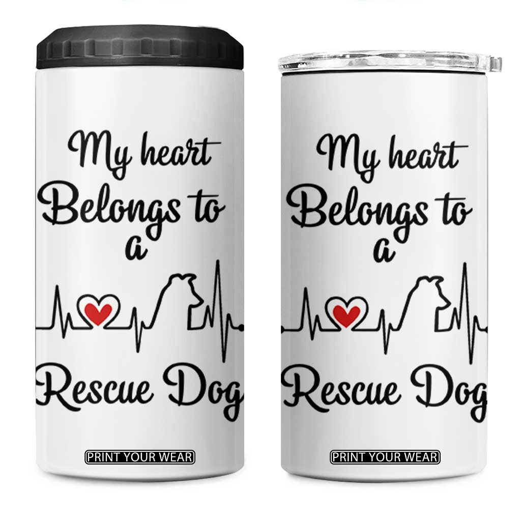 Rescue Dog 4 in 1 Can Cooler Tumbler Animal Adopt Foster Animal Shelter Volunteer Dog Lovers TB10 One Size: 16 oz White Print Your Wear