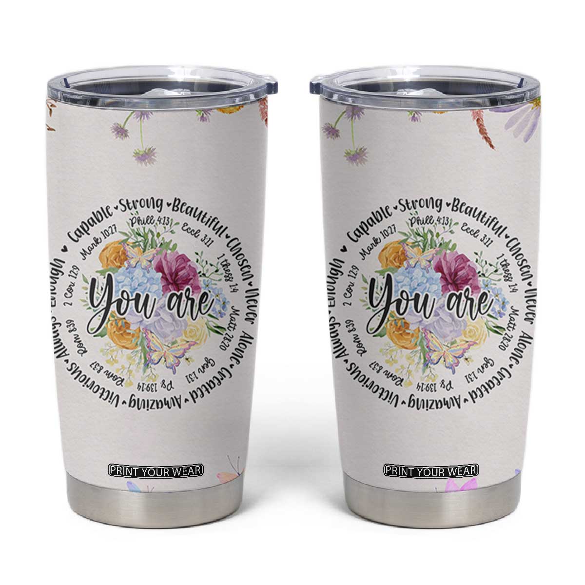 Christian Gifts for Women Tumbler Cup Inspirational Religious Present Faith Jesus God Bible Verse Gift TB10 Cream Print Your Wear