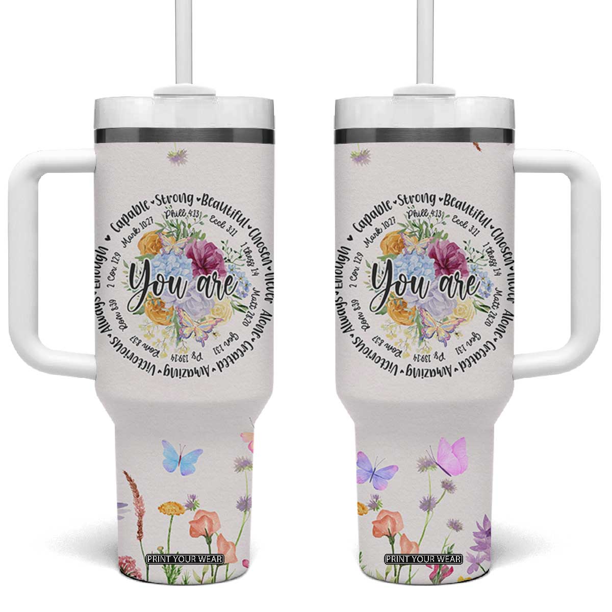 Christian Gifts for Women Tumbler With Handle Inspirational Religious Present Faith Jesus God Bible Verse Gift TB10 One Size: 40 oz Cream Print Your Wear