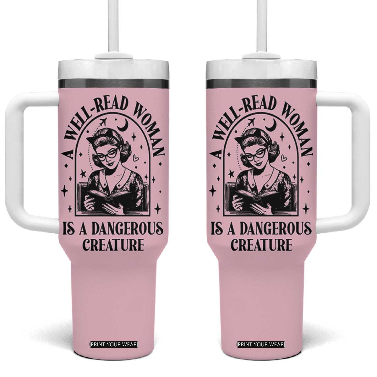 Book Lovers Gifts For Women Tumbler With Handle Funny Readers Librarians Bookaholics TB10 One Size: 40 oz Pink Print Your Wear