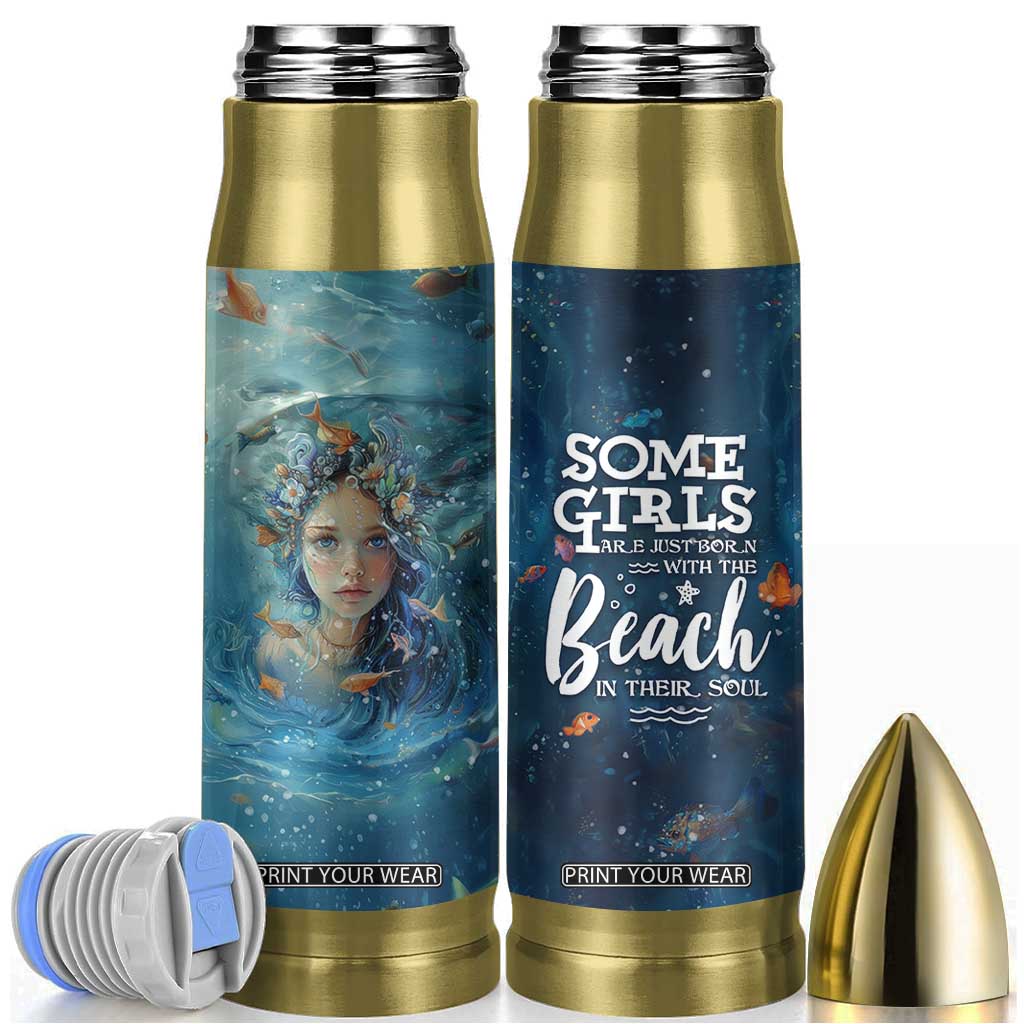 Beach Lovers Gifts For Women Bullet Tumbler Some Girls Are Just Born With The Beach In Their Souls TB10 Navy Print Your Wear
