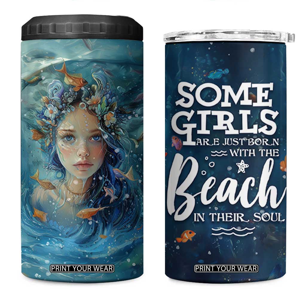 Beach Lovers Gifts For Women 4 in 1 Can Cooler Tumbler Some Girls Are Just Born With The Beach In Their Souls TB10 One Size: 16 oz Navy Print Your Wear