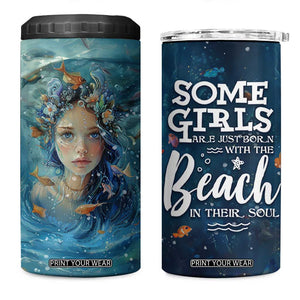 Beach Lovers Gifts For Women 4 in 1 Can Cooler Tumbler Some Girls Are Just Born With The Beach In Their Souls TB10 One Size: 16 oz Navy Print Your Wear